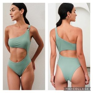 BERLOOK One Shoulder Cutout One-Piece Swimsuit Sz M